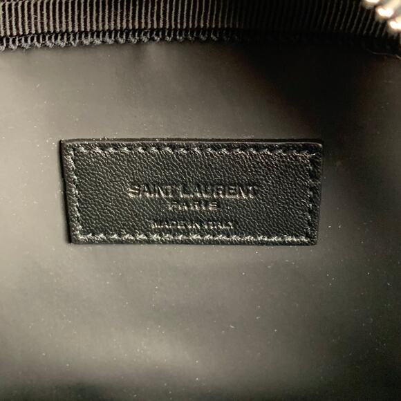 SAINT LAURENT Blue Black Leaves Canvas Toiletry Handbag - Picture 9 of 9